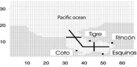 Fig.  5. The  lines  show  the  180º  rotated  x,  y-vector  components  (m  s -1 )  of  the  wind  used  in  the  model