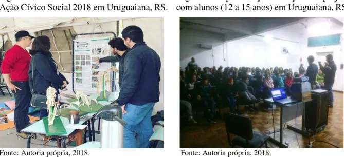 Figura 1 ± Trabalho realizado na ACISO ±      Figura 2 ± Apresentação das ações do projeto  Ação Cívico Social 2018 em Uruguaiana, RS