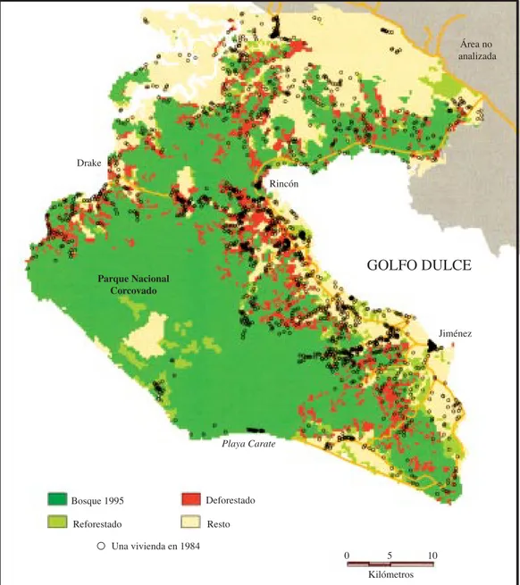Fig. 2. Deforestación y población, Osa, 1980 - 1995.