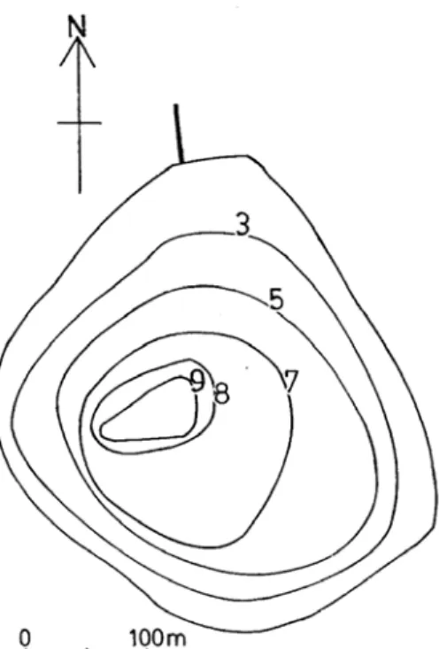 Fig. 1. Botos Lake, depth contours in meters. 