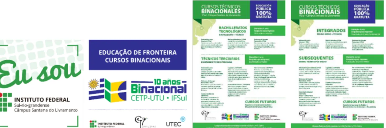 Figura 1. Adesivos e cartazes de divulgação (espanhol e português).   