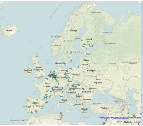 Figure	1.6	Managed	aquifer	recharge	(MAR)	sites	in	Europe	(Source:	https://ggis.un-igrac.org)	