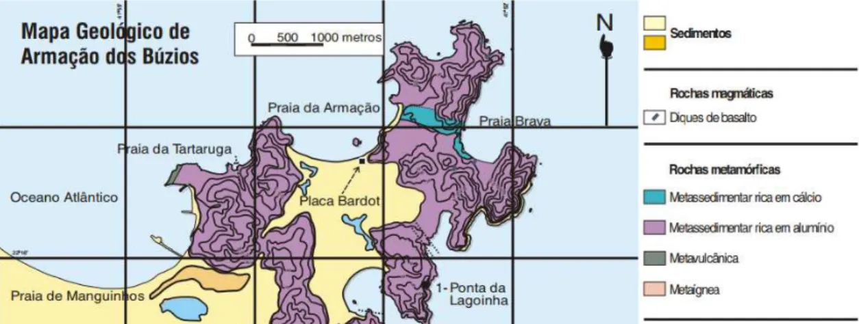 Figura 2. Mapa geológico da Região do Cabo de Búzios (Heilbron et al.,1982; 