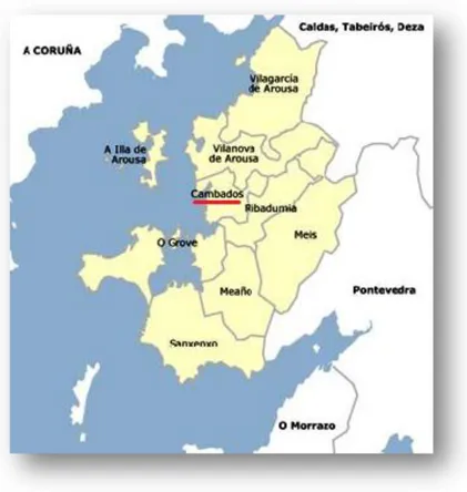 Gráfico 1: Mapa situacional de Cambados en la Comarca de O Salnés 