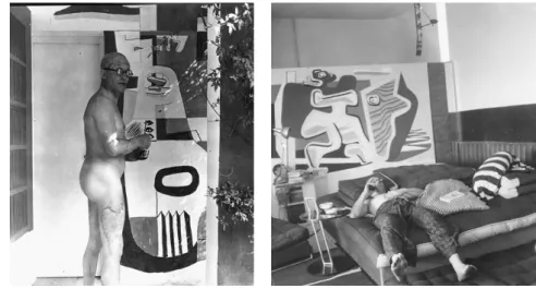 Fig. 5. Le Corbusier junto a unos de los murales en la villa E1027, s/f.