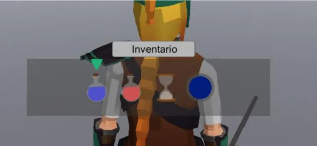 Figure 12: Screenshot from the game and a visual sample of the Inventory 