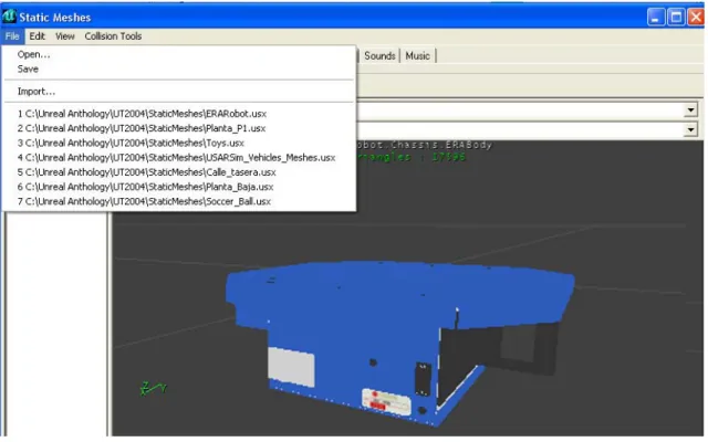 Fig. 14. UnrealEd Static Mesh Browser showing ERA robot’s body. 