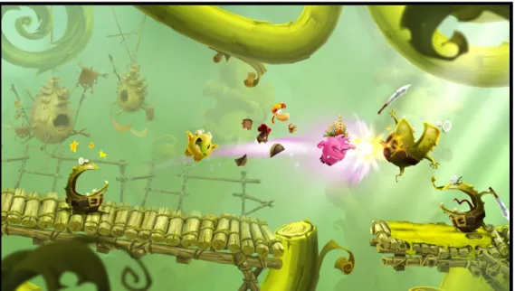 Figure 5: Images of Rayman Adventures in the videogame
