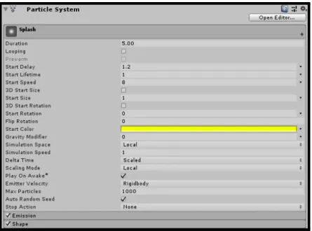 Figure 10: Particles System component window of Unity