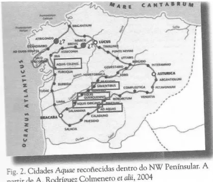 Figura 10: Ciudades Aquae de la Península Ibérica. Fuente: Casal y González (2010) 