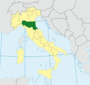 Figure 6. Emilia Romagna in Italy; Emilia Romagna rural-urban areas.