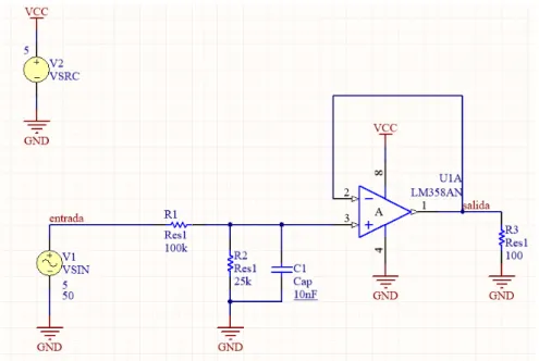 Figura 12: Esquema para simulación del circuito sensor de corriente 