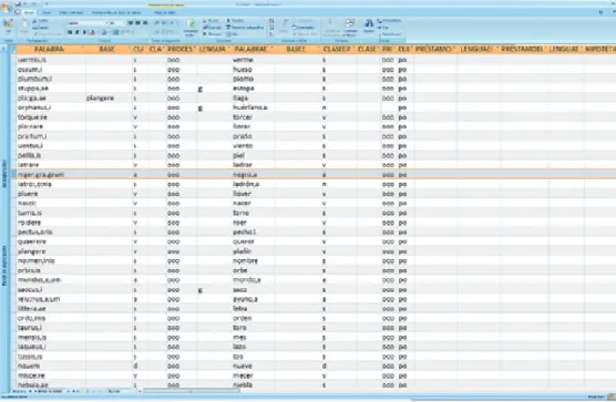 Fig. 1.  La BDME con su formato en Access.