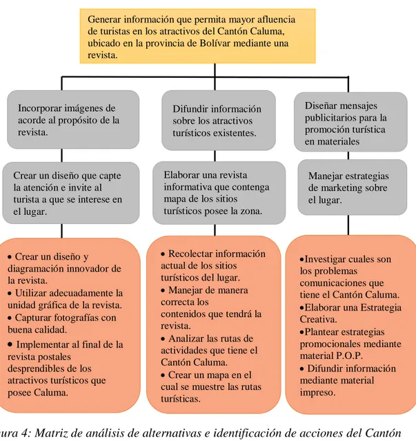 Figura 4: Matriz de análisis de alternativas e identificación de acciones del Cantón  Caluma, 2019