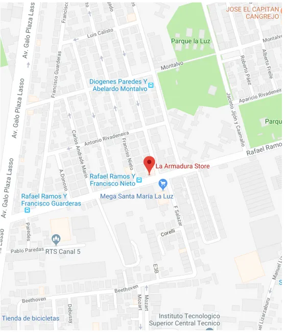 Figura  6: Mapa de ubicación de la marca yo soy la diferencia, 2018  Fuente: Google Maps, 2018 