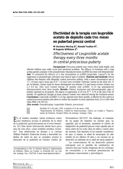 Effectiveness Of Leuprolide Acetate Therapy Every Three Months In Central Precocious Puberty 8566