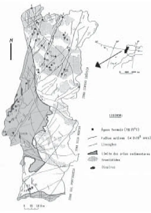 Figura 6. Localização de pólos termominerais em Portugal Continental.