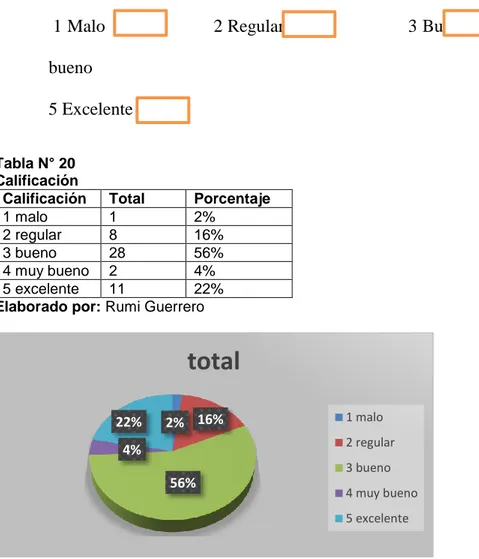 Tabla N° 20  Calificación 