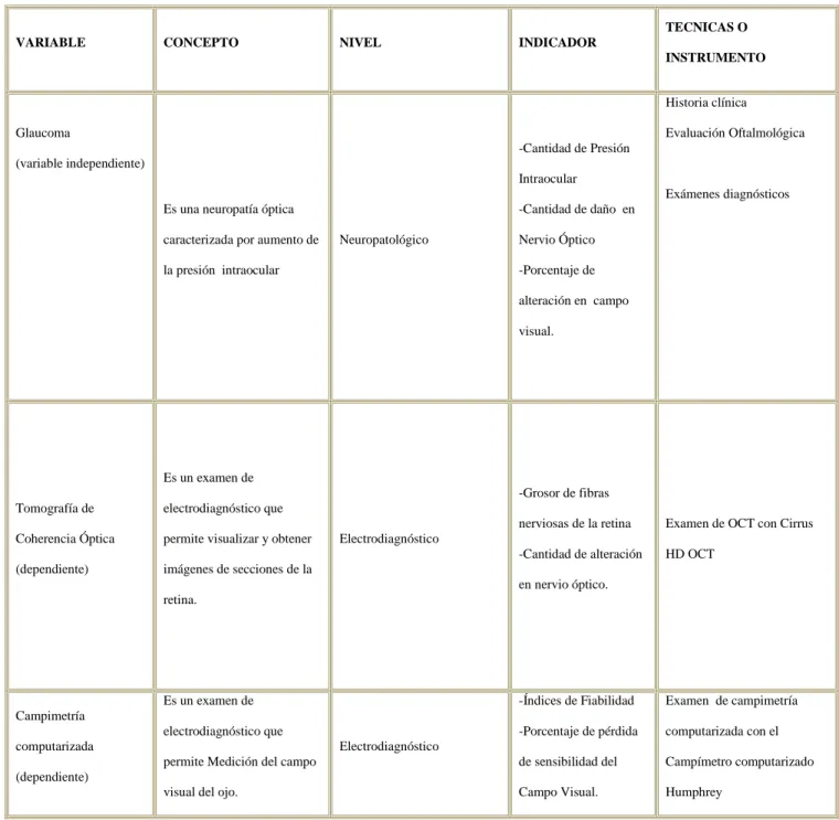 Tabla 3.-Operacionalización de Variables. 