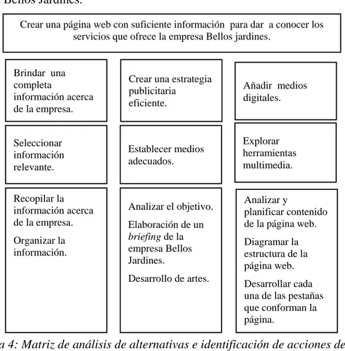Figura 4: Matriz de análisis de alternativas e identificación de acciones de la  empresa Bellos Jardines, 2017