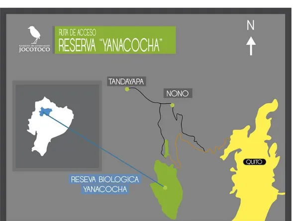 Figura 6: Mapa de ubicación Reserva Biológica Yanacocha  Elaborado por: Viviana Puga                                                     