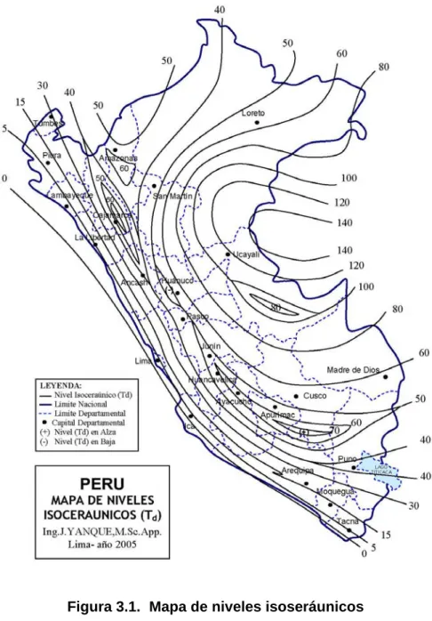 Figura 3.1.  Mapa de niveles isoseráunicos 