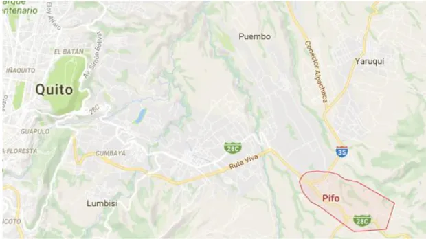 Figura 5: Mapa de ubicación de la Parroquia de Pifo  Fuente: Google Maps 