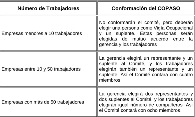 Cuadro 1. Conformación del COPASO 