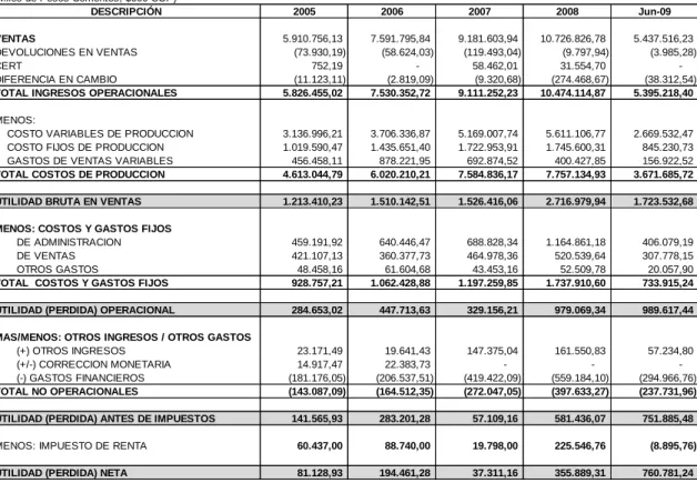 TABLA 7. ESTADO DE RESULTADOS
