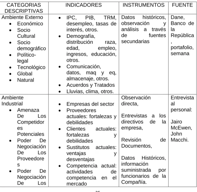 TABLA 1. CATEGORIAS DESCRIPTIVAS   CATEGORIAS 