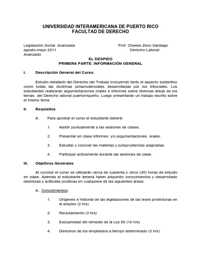 UNIVERSIDAD INTERAMERICANA DE PUERTO RICO FACULTAD DE DERECHO