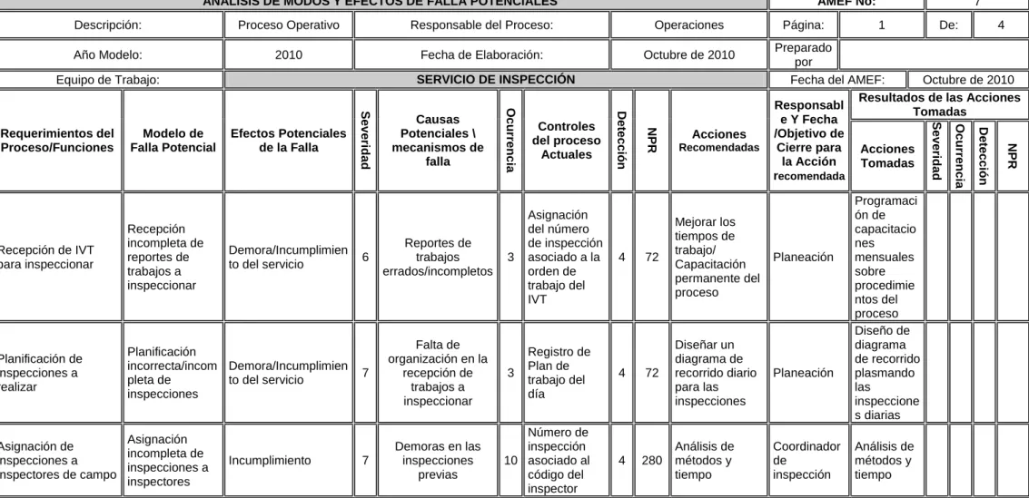 Figura 19. AMEF Inspección 