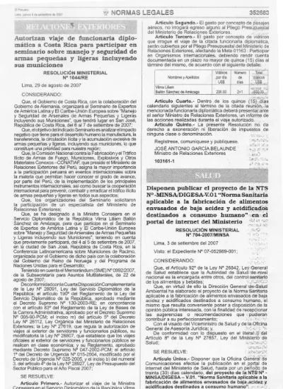 NTS N -MINSA/DIGESA-V.01. NORMA SANITARIA APLICABLE A LA FABRICACIÓN DE ...