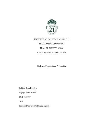 UNIVERSIDAD EMPRESARIAL SIGLO 21 TRABAJO FINAL DE GRADO. PLAN DE ...