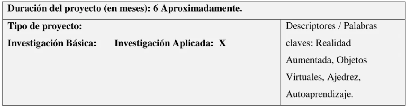 Tabla 1: Información General del Proyecto