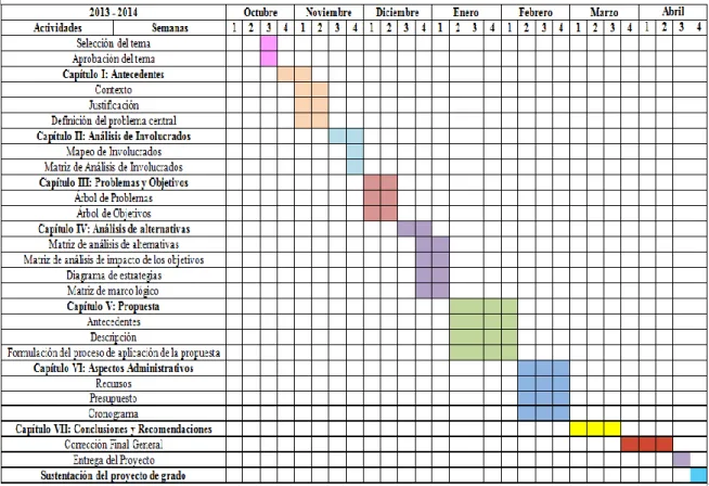 Tabla 13. Cronograma 