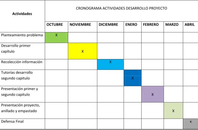 Tabla 7 Cronograma Actividades 