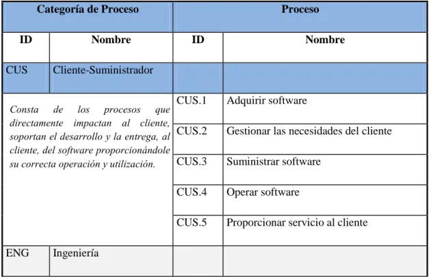 Tabla 7: Dimensión del proceso