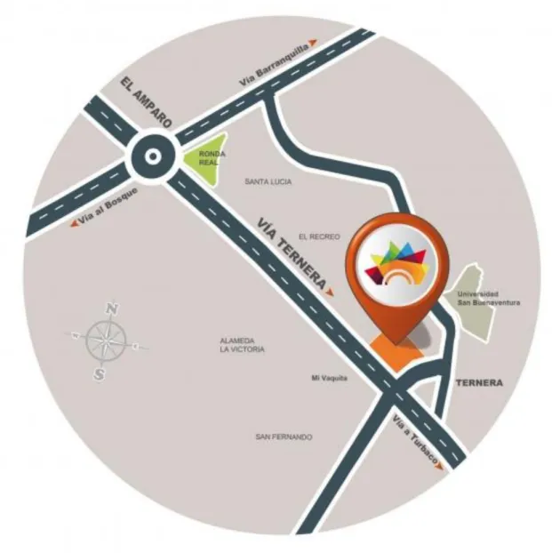 Figura 3. Ubicación satelital Centro Comercial San Fernando. (Fuente: http://ccsanfernando.com/cont.php, 2013) 