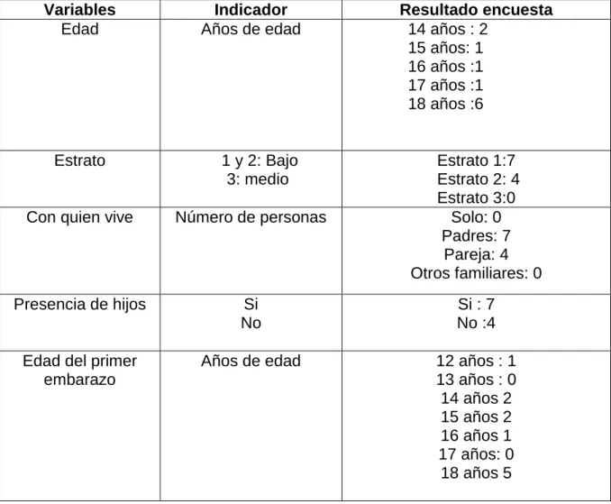 Cuadro 1. Cuantificación de las variables 