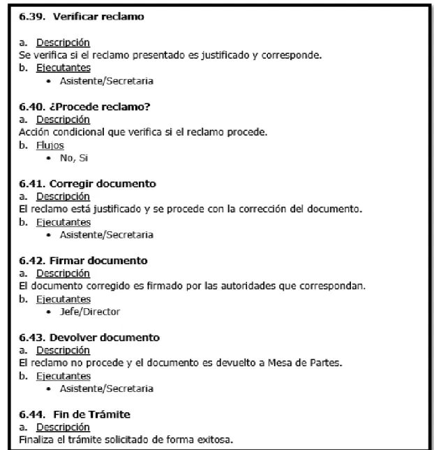 Figura 48. Descripción de Proceso &#34;Trámite Documentario&#34;  – Parte 11  Fuente: Área de Administración FIA  – USMP (2017)