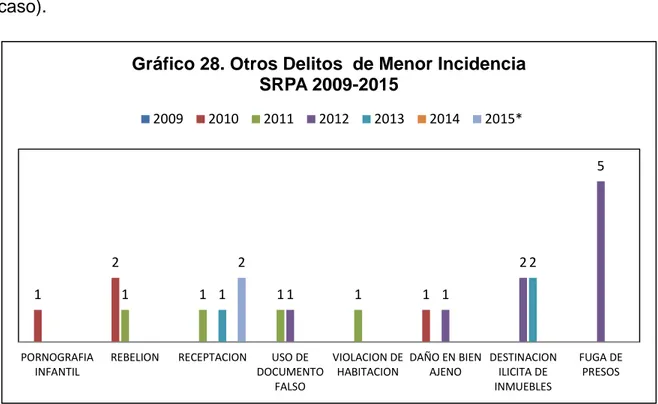 Gráfico 28. Otros Delitos  de Menor Incidencia   SRPA 2009-2015 