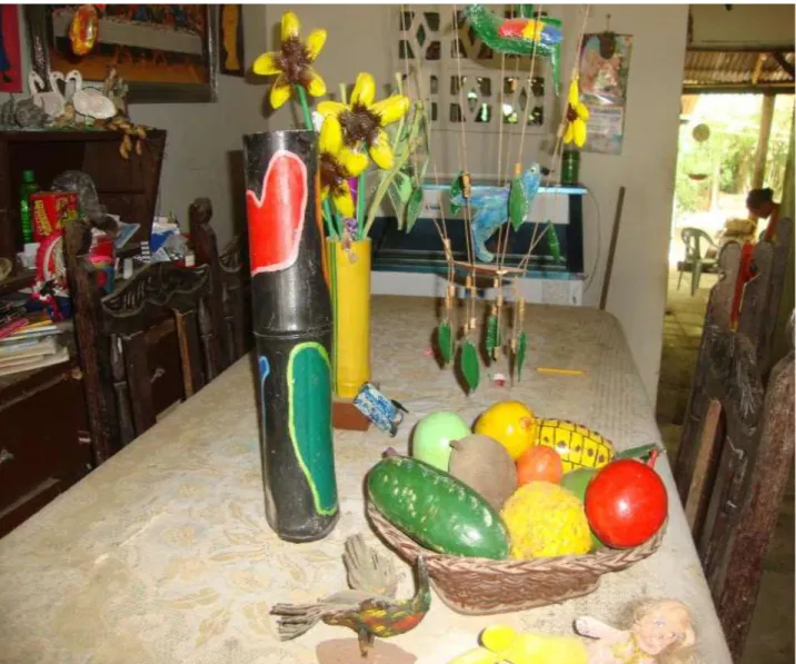 Ilustración 1: Adornos de mesa en base a la pepa del mango
