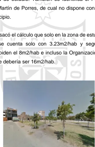 Figura 29: imágenes del estado actual de las áreas verdes de la zona de estudio  Fuente: Elaborado por el autor 