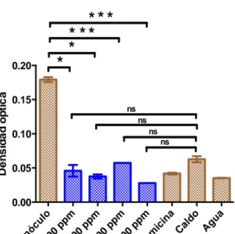 Figura  6.    a.  Sensibilidad  de  Enterococcus  faecalis  a  las  diferentes  concentraciones del extracto de  Mammea americana etanólica  b