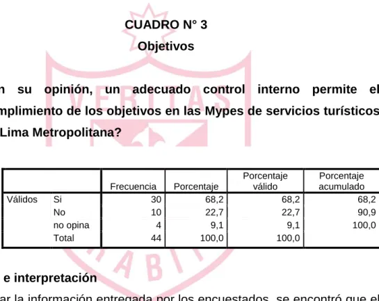 CUADRO N° 3  Objetivos 