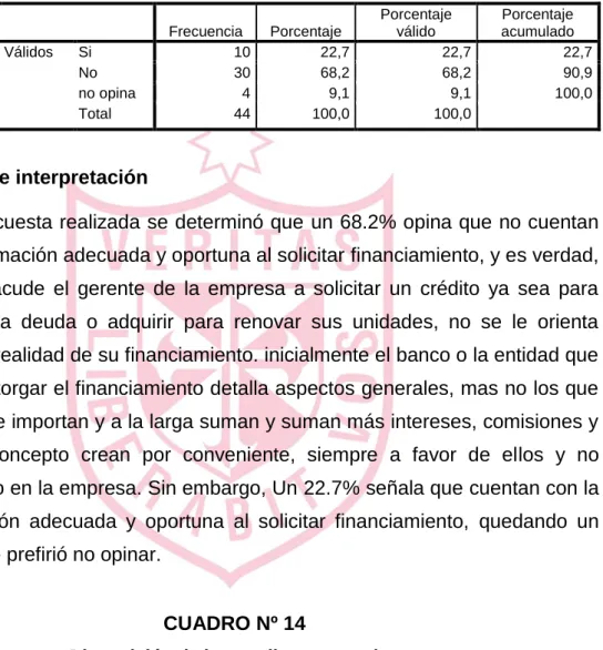 CUADRO Nº 13  Financiamiento 