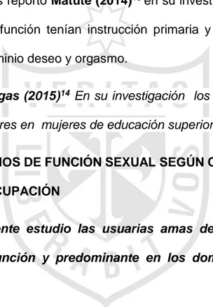 TABLA 3d: DOMINIOS DE FUNCIÓN SEXUAL SEGÚN CARACTERÍSTICAS  PERSONALES: OCUPACIÓN 
