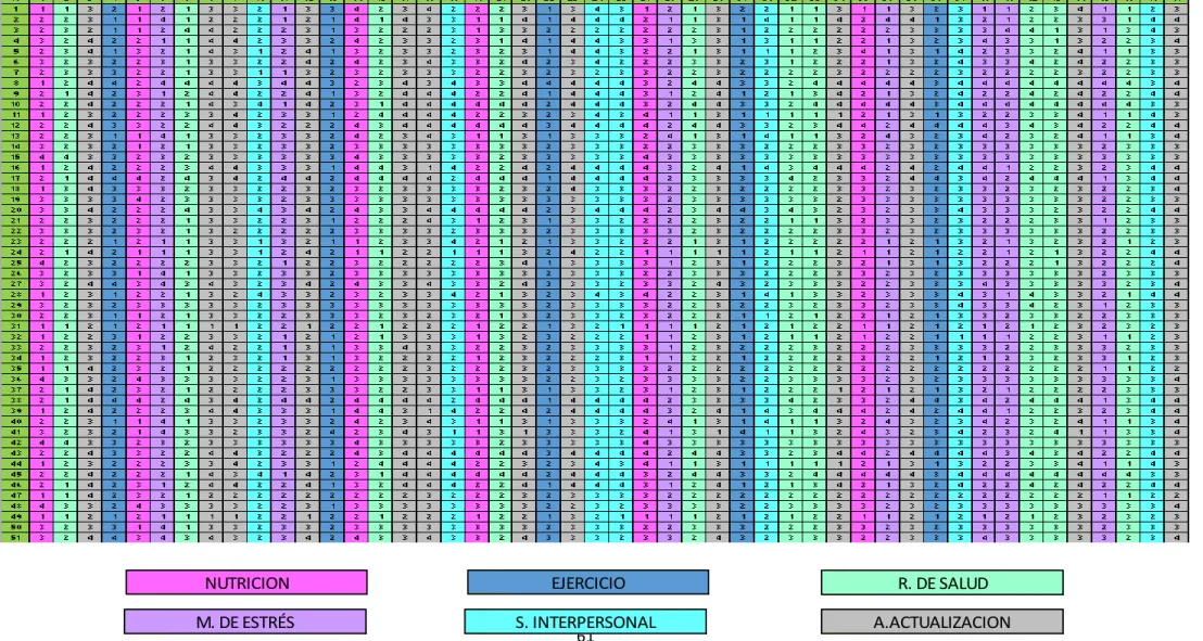 TABLA DE MATRIZ DE DATOS - ESTILO DE VIDA