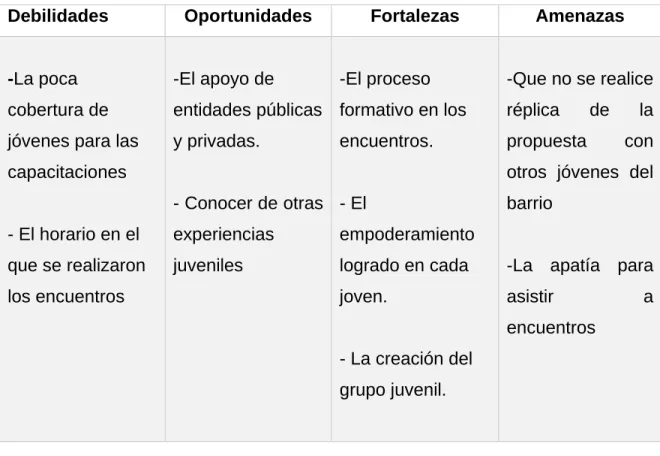 Tabla 6: Matriz DOFA 